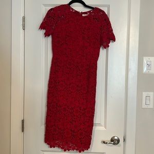 Shoshanna red lace dress size 2P
